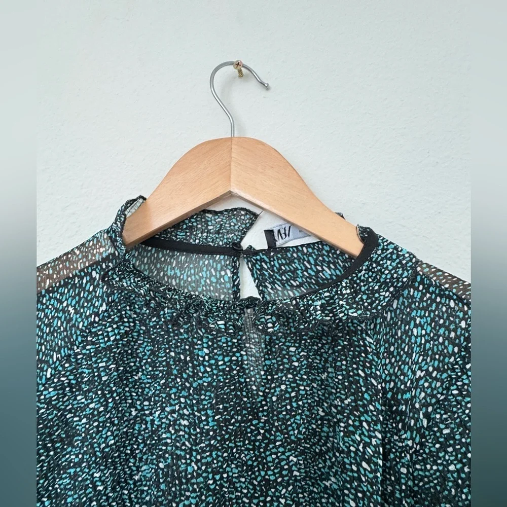 Zara Black and Green Patterned Blouse - Picture 4 of 9